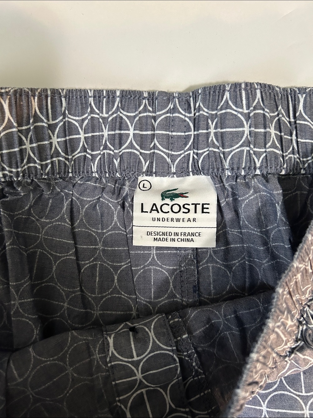 Lacoste Men’s Gray Boxers with White Geometric Circles - Picture 2 of 3